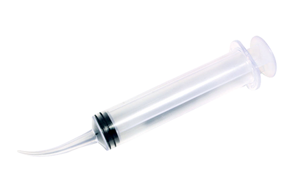Curved tip syringes 412 atop
