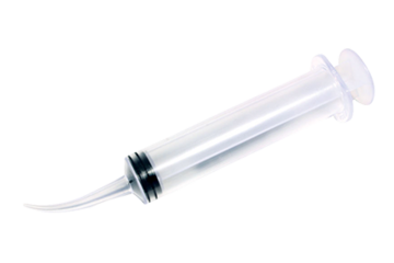 Large curved tip syringes 412 atop